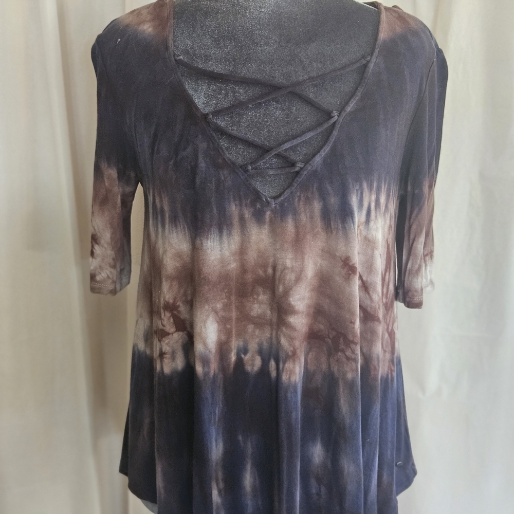 American Eagle Outfitters Brown and Black Tie-Dye Top